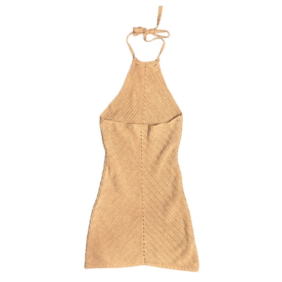 Lovers and Friends Equator Crochet Halter Dress in Tan - Picture 11 of 11